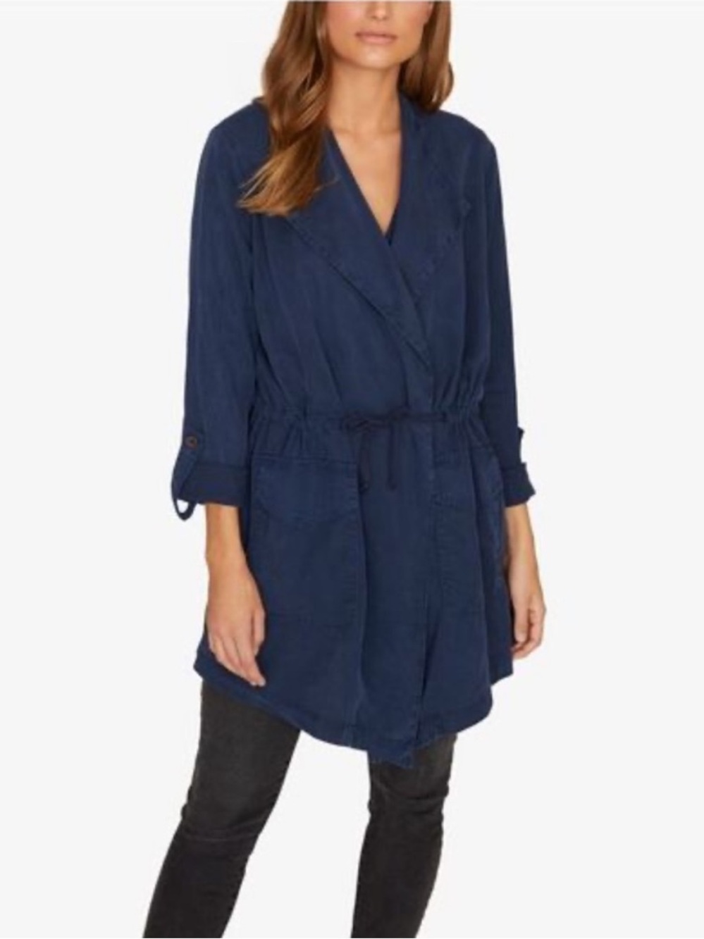 Sanctuary Navy Wrap Tunic Blouse Top Small
